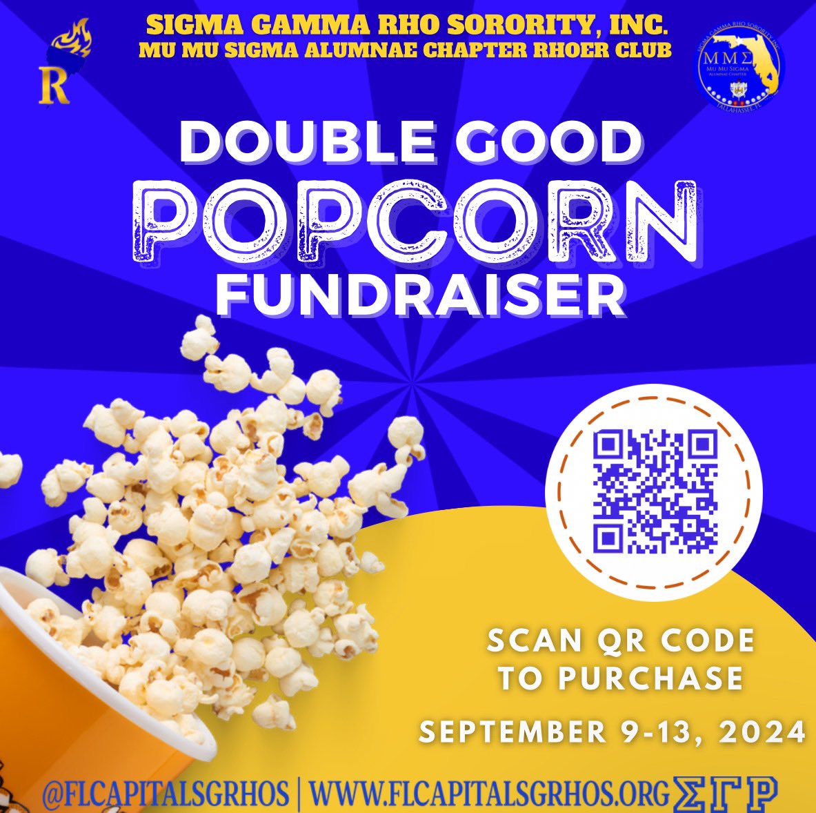The #MagneticΜΜΣofTallahassee’s Rhoer Club is hosting the Deliciously Scrumptious Double Good Popcorn Fundraiser 8:00 AM Sept. 9th through 8:00 AM Sept. 13th  !! 🍿 🧈 

Come and Get It and help them raise funds for upcoming activities. 🦋💙💛
popup.doublegood.com/s/ww05qp22

#Rhoers
