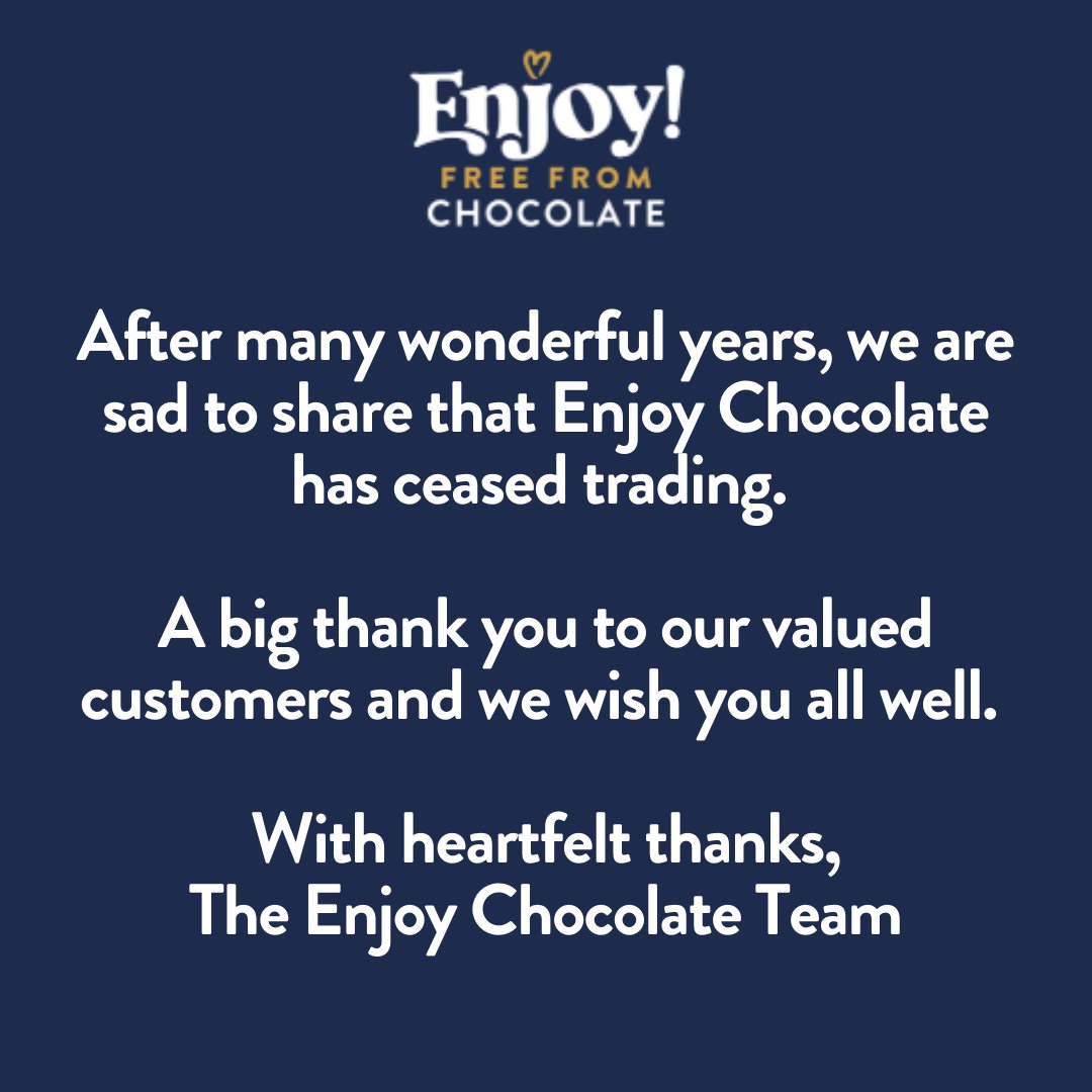 Hello everyone,

After many wonderful years, we are sad to share that Enjoy Chocolate has ceased trading.

We are incredibly grateful for your support, and love for our chocolate over the years.

With heartfelt thanks,
The Enjoy Chocolate Team x