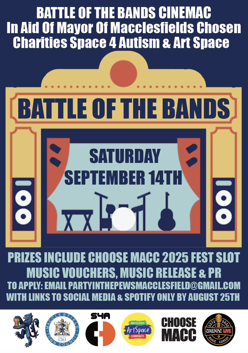 Coming this saturday to <a href="/CinemacCinema/">Cinemac</a>  in Macclesfield to raise funds for The Mayor of Macclesfields charities! Just £5 on the door for 5 bands