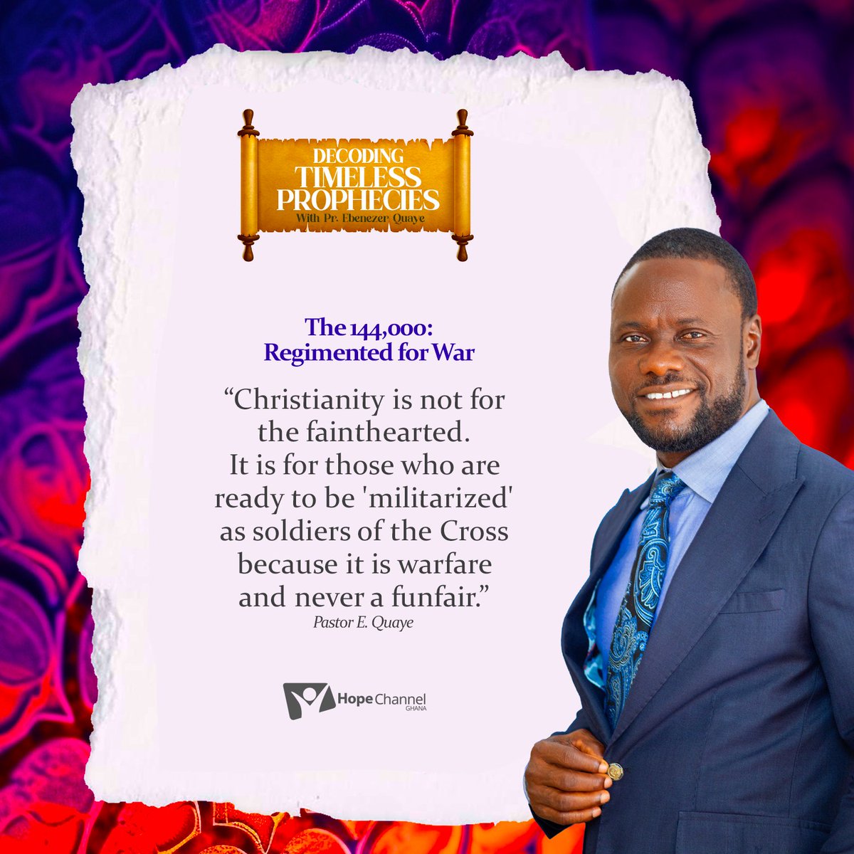 hopechannelgh's tweet photo. Christianity is not for the fainthearted. It is for those who are ready to be 'militarized' as soldiers of the Cross because it is warfare and never a funfair
Kindly follow us on YouTube: https://t.co/TxahmC8kpk
#DecodingTimelessProphecies
#HopeChannelGhana
#unveilingHope https://t.co/knRhN9mqVI