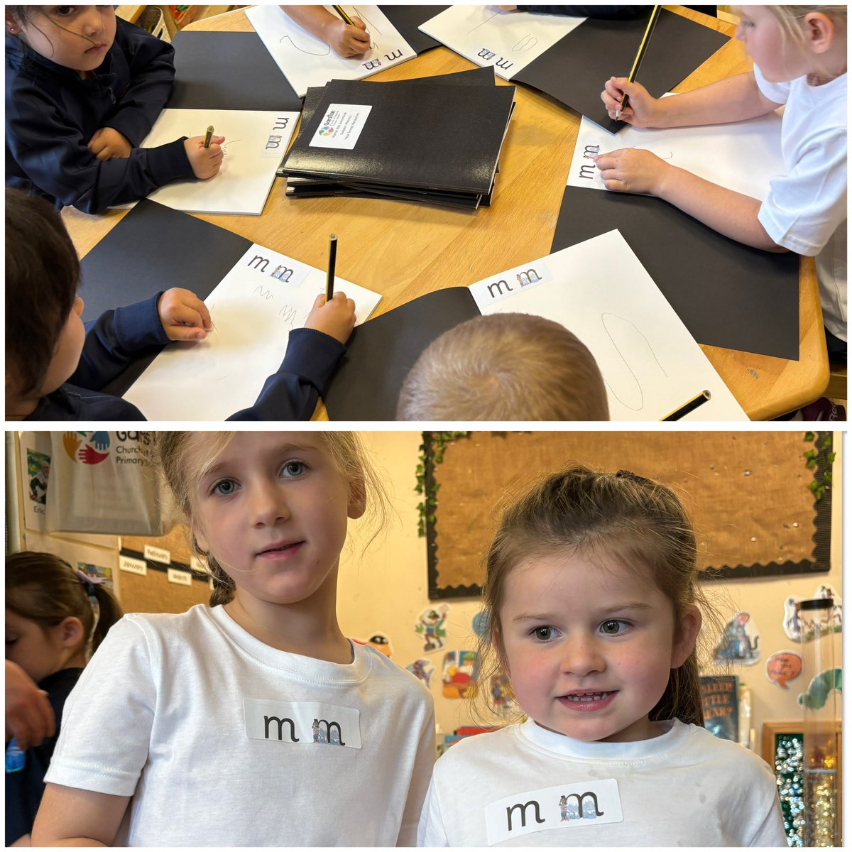 Today we learnt the sound ‘m’ 
Here is the link to Elly and Fred’s video where you can revisit today’s sound at home: schools.ruthmiskin.com/training/view/… 🐸<a href="/GarstonCE/">GarstonCE</a>