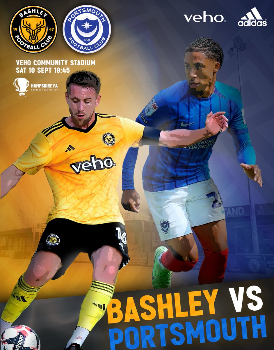 BashleyFootball's tweet photo. UP NEXT! - The Bash face Portsmouth FC @Pompey in the Servio Hampshire Senior Cup at the @Veho Community Stadium. Tuesday 7.45pm KO. Buy tickets here
Entrance ยฃ10 Adults Concessions ยฃ7 Under 17 Free
https://t.co/D58NiCnv5U
#UpTheBash #BashleyFC https://t.co/rvPVVWIjzu