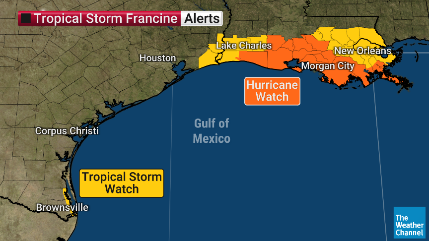 A Hurricane Watch has been issued for portions of the Louisiana coast ...
