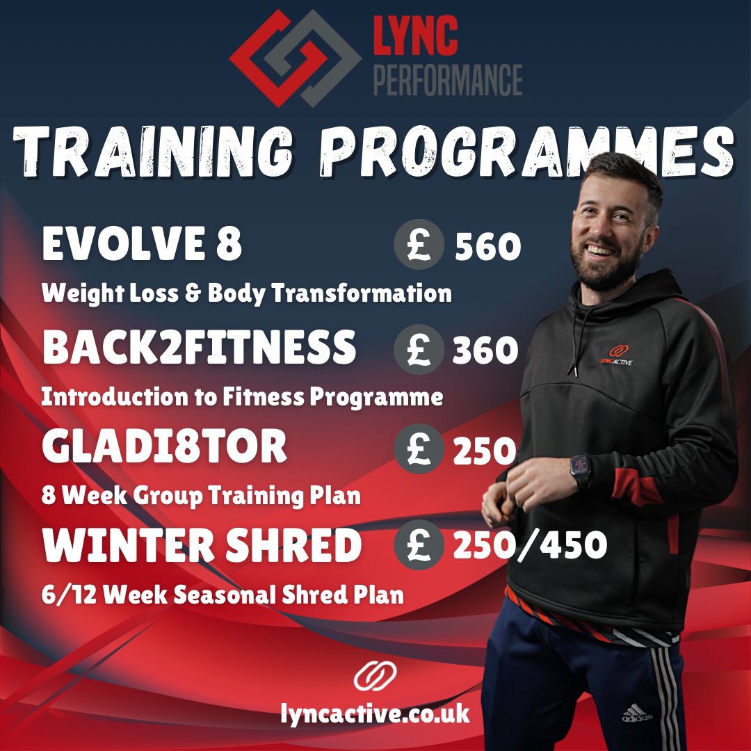 LyncPerformance's tweet image. Time to make a change 👊🏼 

Visit our website for more information on our range of personal training programmes 📲