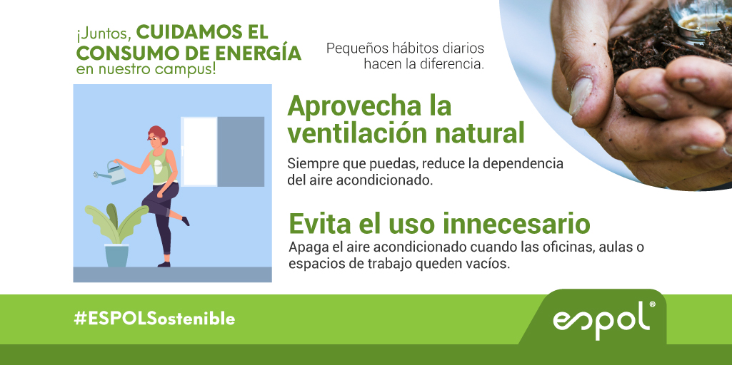 espol's tweet image. ¡Juntos, cuidamos el consumo de energía ⚡ en nuestro campus! Te compartimos algunas recomendaciones que puedes poner en práctica para un uso eficiente del aire acondicionado en distintos espacios. #ESPOLSostenible