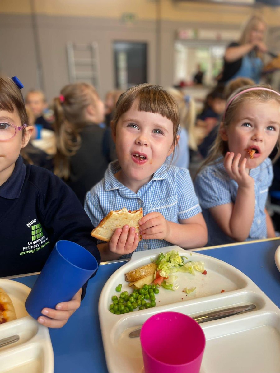 NineAcresPri's tweet photo. First lunch at big school, and pizza was a hit! 🍕 Huge thanks to Jade and her @Chartwells_UK kitchen team for the delicious meals. 💚

🎶 *"Sweet dreams are made of cheese, who am I to disagree?"* 🎶

#FirstDay #BigSchool #PizzaLove #ChartwellsCrew #ThankYou #FoodAndFun https://t.co/JHrk3XUlqb