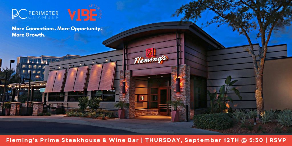 PerimeterBiz's tweet image. Excited for the upcoming VIBE After Five event this Thursday?  Don&apos;t miss out on the opportunity to connect with professionals at Fleming’s Prime Steakhouse &amp;amp; Wine Bar!

Secure your spot today using the link here: buff.ly/3Xa804d