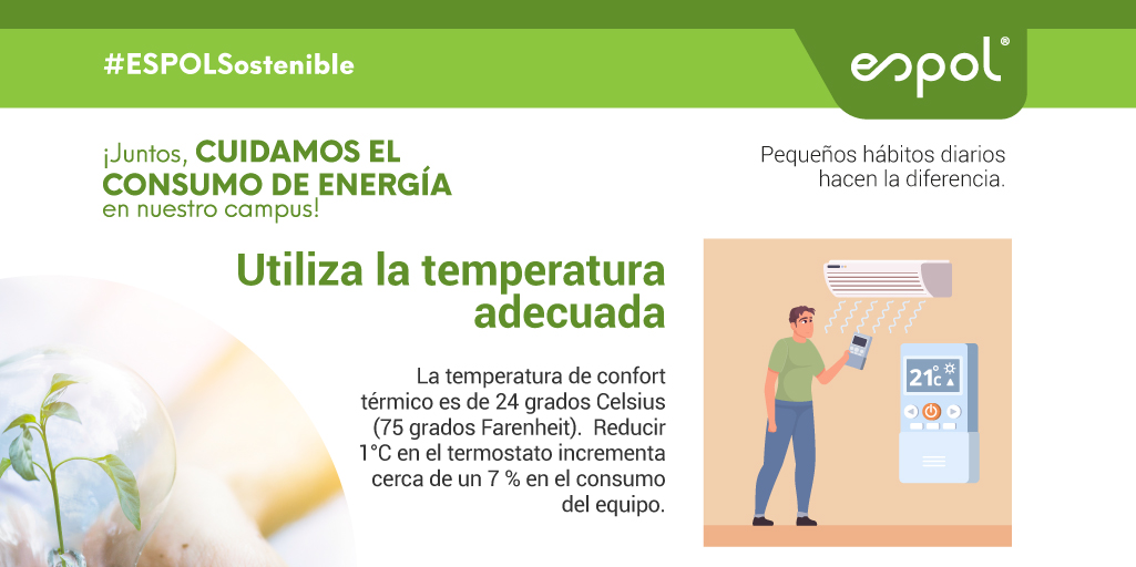 espol's tweet image. ¡Juntos, cuidamos el consumo de energía ⚡ en nuestro campus! Te compartimos algunas recomendaciones que puedes poner en práctica para un uso eficiente del aire acondicionado en distintos espacios. #ESPOLSostenible