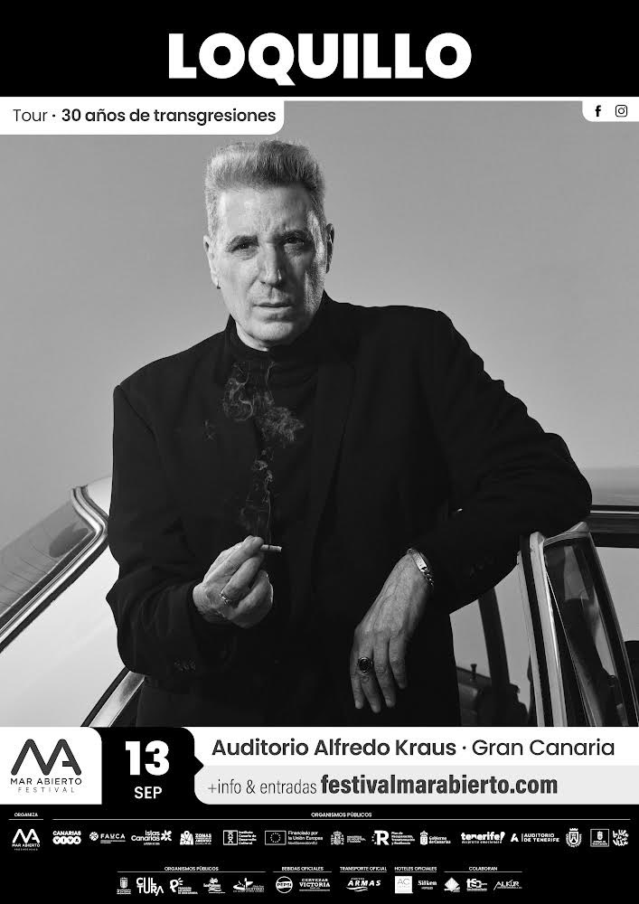 Este viernes 13/9 @loquillo actuará en el @auditorioakraus dentro del Festival Mar Abierto en #GranCanaria Será una ocasión fabulosa para vivir en directo uno de los momentos más genuinos de la carrera del artista barcelonés. Todavia quedan entradas 👉🏻 loquillo.com/gira