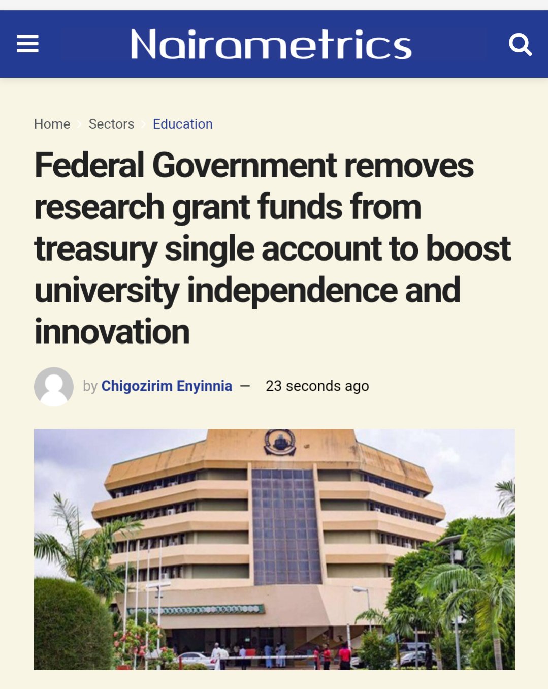 Daddy D.O🇳🇬 on X: &ldquo;&ldquo;Funds from research grants given by external 