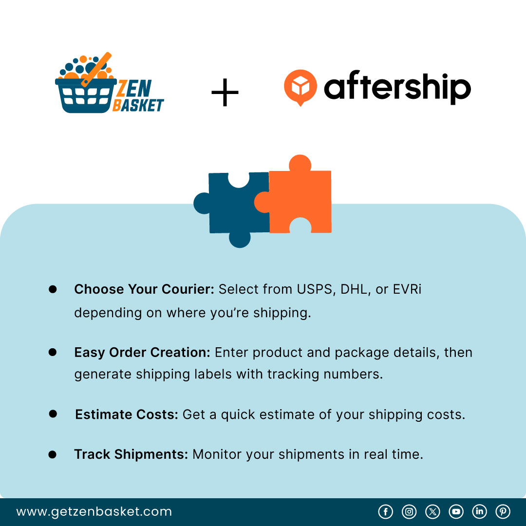 zenbasket's tweet photo. ZenBasket partners with AfterShip to provide seamless shipping solutions, from courier selection to real-time tracking. Streamline your shipping today!
Visit https://t.co/xo1LoMV5BY
#ZenBasket #AfterShip #ShippingPartners #Ecommerce #EcommerceSimplified https://t.co/WZ61t25RgM
