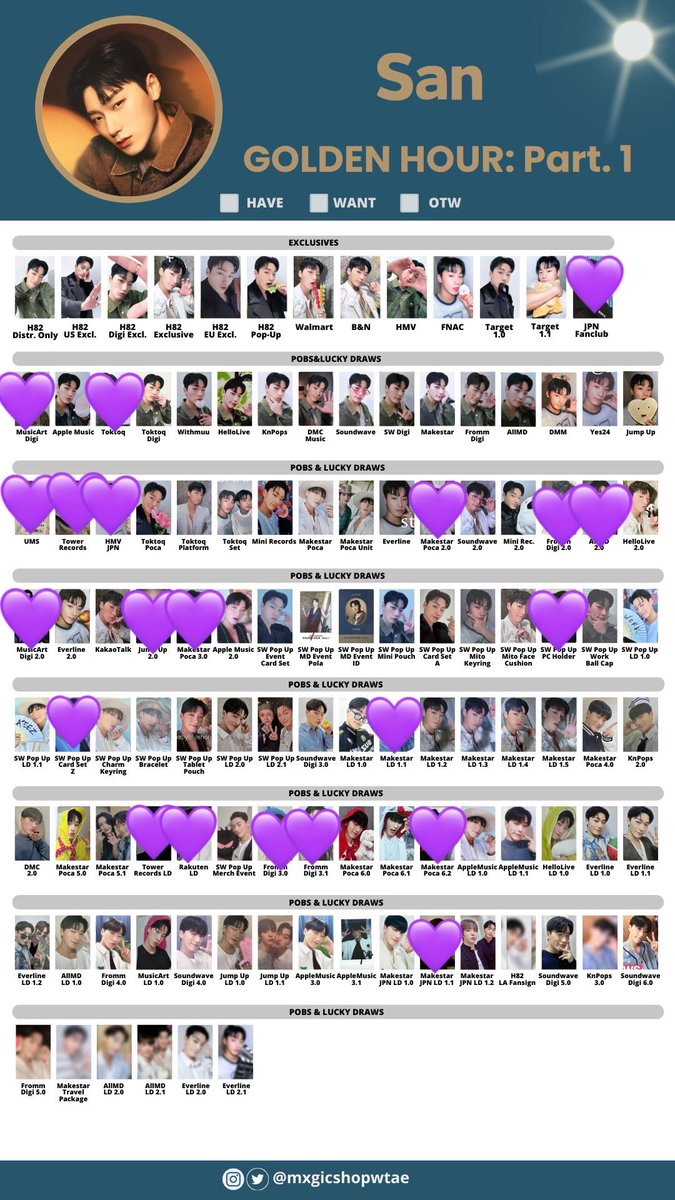 ATEEZ アチズ トレカ 交換 特典

【譲】 ミンギ ウヨン ジョンホ
　　　ホンジュンソンファユノヨサン

【求】 画像4💜以外のサン
(物によりn:1対応します🙂‍↕️また優先度ある為、お断りする場合もございます🙇‍♀️)

郵送希望📮お気軽にリプまたはDMよろしくお願い致します🙂‍↕️

#ATEEZ交換