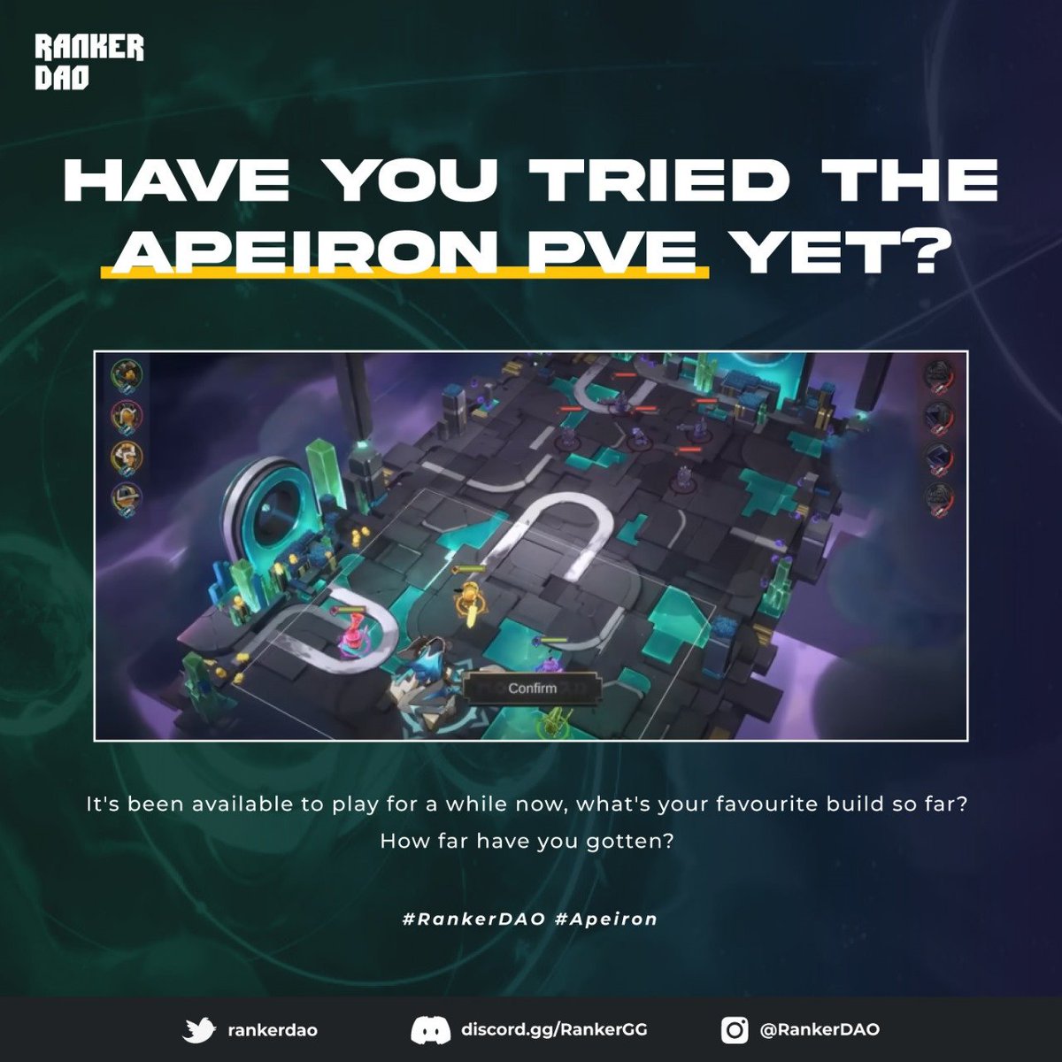Have you tried the <a href="/Apeironnft/">Apeiron</a> PvE yet!?

It's been available to play for a while now, what's your favourite build so far? 
How far have you gotten? 

#RankerDAO #Apeiron