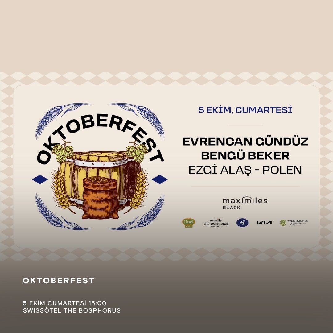 Swissôtel The Bosphorus, Istanbul Oktoberfest coşkusunu 5 Ekim’de şehre getiriyor! 🎉🍻

Bu festival kaçmaz diyorsan Mobilet’te yerin hazır! 🎫

<a href="/swissotelist/">Swissôtel The Bosphorus</a>

#Mobilet #Etkinlik #Sahne #Festival #Konser #Oktoberfest 

mobilet.com/tr/event/oktob…