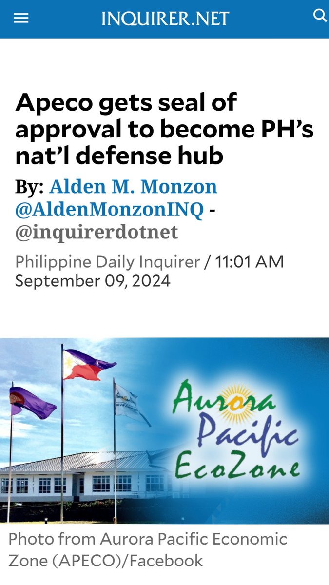 GrowlHarhar's tweet photo. #PBBMgoodNews
#BagongPilipinas

The Aurora Pacific Economic Zone and Freeport Authority said it has RECEIVED a SEAL of APPROVAL to become the Philippines’ National Defense Hub, gaining crucial support that could see the economic hub raise an Industry worth Billions of Dollars. https://t.co/BSWbFBMBSG
