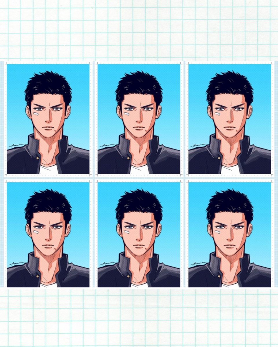 「一度やってみたかった、証明写真風三っちゃん!」|アズーロ / Azzurroのイラスト
