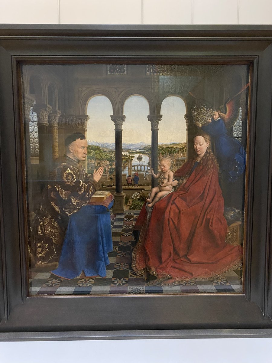 アクリル画　ファンデルパーレの聖母のアレンジ　手描き ヤン・ファン・エイクの《ファン・デル・パーレの聖母子》は油彩表現の