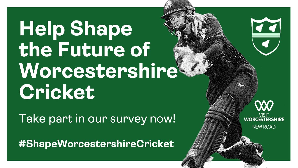 Visit Worcestershire New Road (@newroadevents) on Twitter photo Last chance to have your say! ๐ข
Our survey to shape the future of Worcestershire Cricket will be closing this Saturday, 14th September.
Your feedback is crucial in helping Worcestershire County Cricket Club and <a href="/WorcsCricketFdn/">Worcestershire Cricket Foundation</a> pave the way for the future of cricket. We want Last chance to have your say! ๐ข
Our survey to shape the future of Worcestershire Cricket will be closing this Saturday, 14th September.
Your feedback is crucial in helping Worcestershire County Cricket Club and <a href="/WorcsCricketFdn/">Worcestershire Cricket Foundation</a> pave the way for the future of cricket. We want