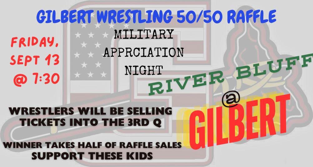 GilbertWrstling's tweet photo. Join us in Gilbert, America this Friday Night as the Indians host River Bluff. It is Military Appreciation Night at Tomahawk Stadium and Gilbert Wrestling is hosting the 50/50 Raffle  - don’t miss out on this big night for our Indians! #StayInTheCircle https://t.co/i4ZbLLX9zE