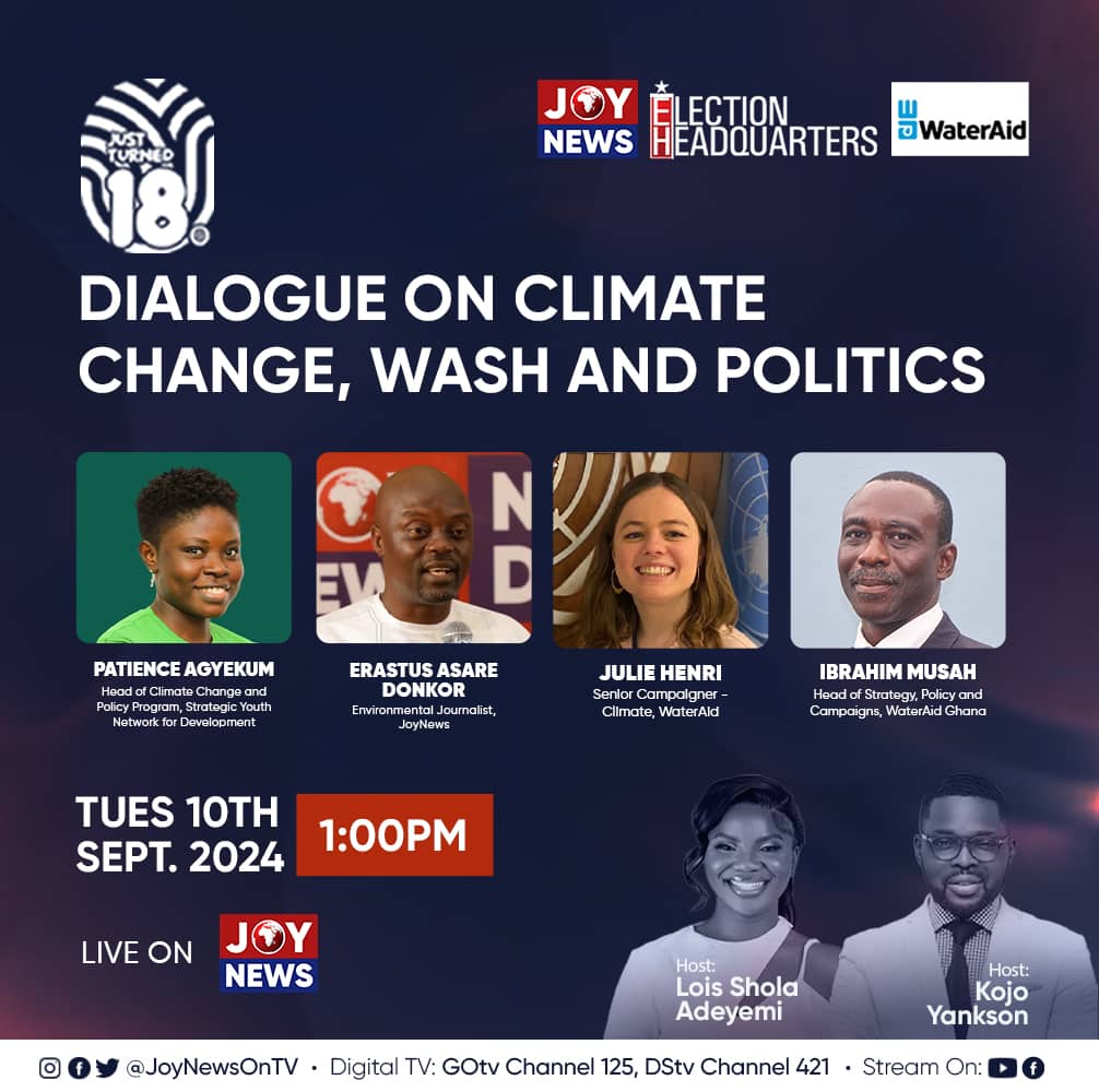 WaterAid_Ghana's tweet photo. 🚨 Don't miss out!🚨 Join us tomorrow at 1PM on @JoyNewsOnTV as we dive into the hot topics of climate change, WASH, and politics! 🌍💧 Your voice matters in this crucial conversation. Set your reminders now—you won’t want to miss it! ⏰🔥
#ClimateAction
#VoteforClimateChange https://t.co/HTcDOppHvY