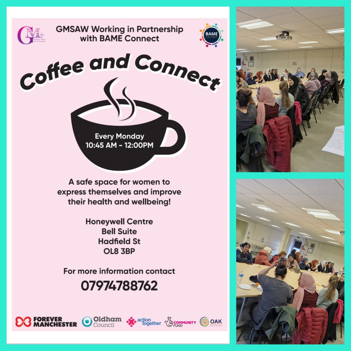 GMSAW2021's tweet image. After a long summers break women having a great catch-up. Coffee and connect in partnership with @community_oak
@BameConnect
#improving #mentalhealth  #Wellbeing #reducingisolation @TNLUK @WeActTogether @OldhamCouncil @TOGMind