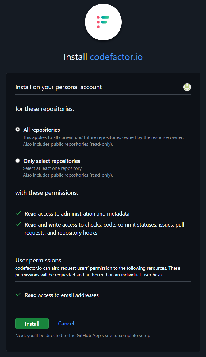 CodeFactor_io's tweet image. 🚀 We’ve upgraded! CodeFactor transitioned from OAuth App to GitHub App, offering better security, more control, and faster setups. Let&apos;s keep your code in check, effortlessly!

#codereview #github