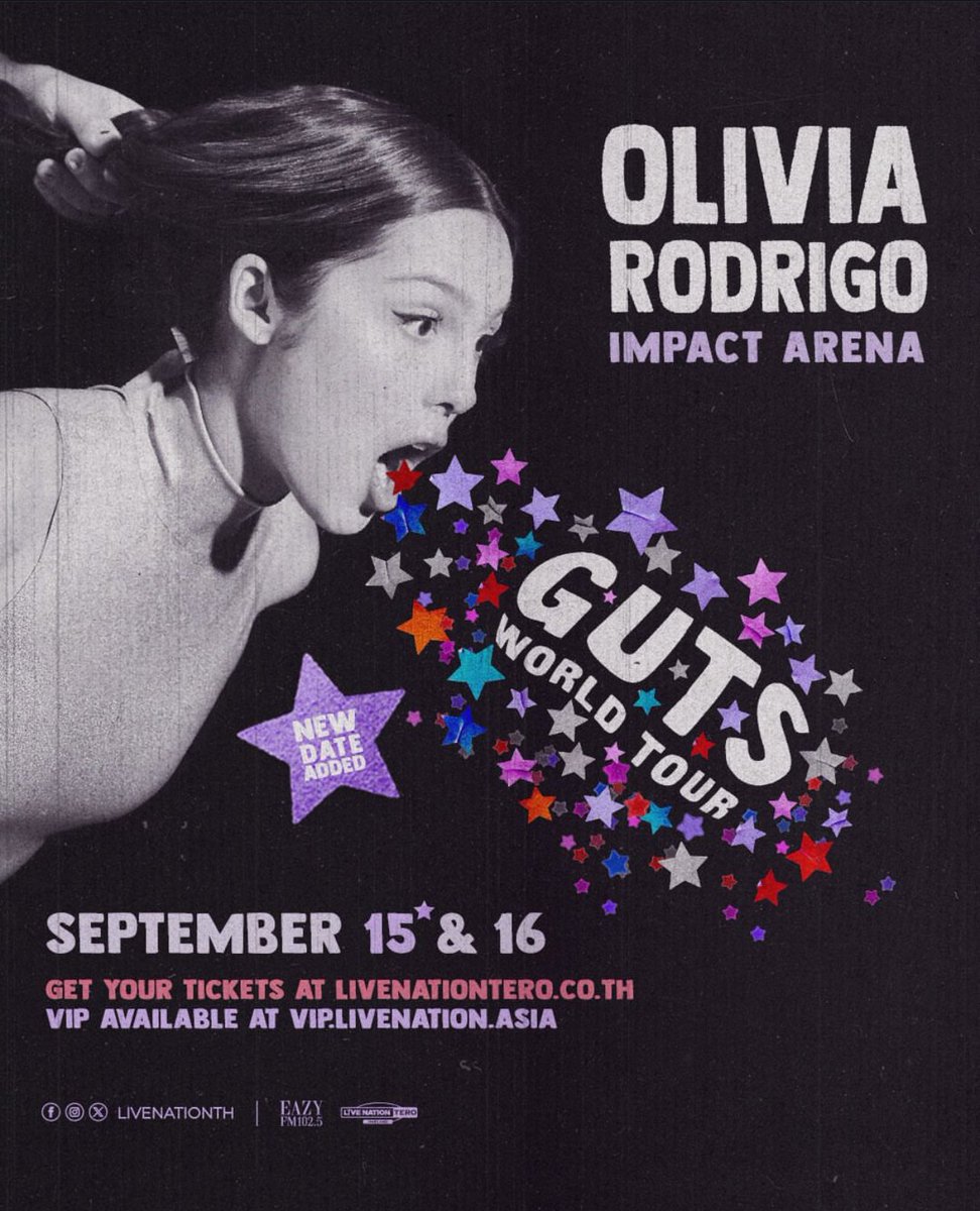 omgitsadry's tweet photo. [WTS] Olivia Rodrigo GUTS World Tour Bangkok 

Details:
⁃First night (15/9/24 - Sunday)
⁃3 tickets, same zones (Zone M) 
⁃Zone M - Seat L06, L08 &amp; N06
⁃RM450 (negotiable)

Pls PM for more details!!! https://t.co/lGfA3JeSDF