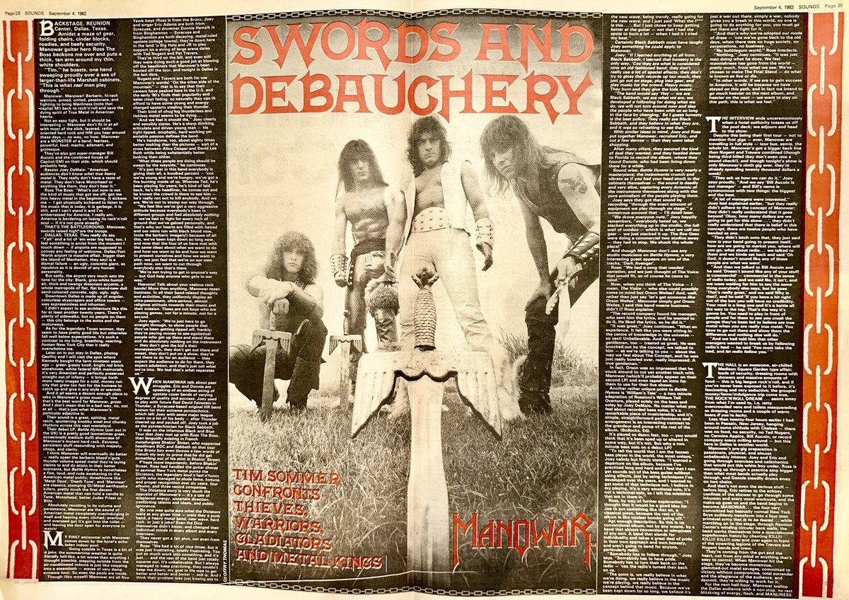 Tim Sommer is in Dallas to catch up with <a href="/MANOWAR/">MANOWAR Official</a>, currently riding the wave of interest in their debut album ‘Battle Hymns’

Sounds Sep 4th 1982