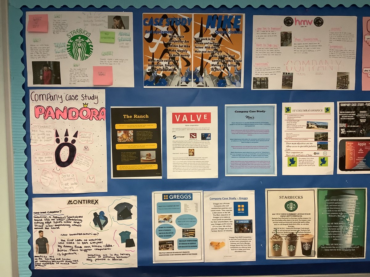 MrWrightBusEd's tweet image. Fantastic company research carried out by S3 Business & S3 #Business #Enterprise, applying their knowledge of types of businesses, sectors of industry, sectors of economy, objectives, competitors and more to a business of their choice.