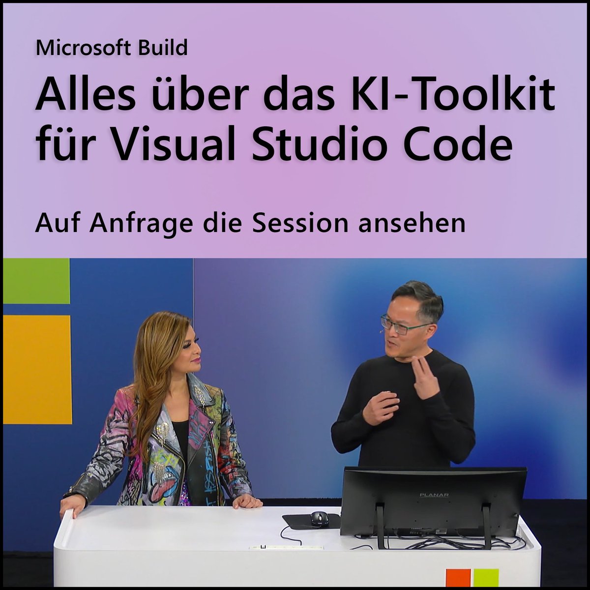 Schau dir eine Session des AI-Toolkit für Visual Studio Code an und lerne, wie du Sprachmodelle direkt in #VSCode einbauen, ausführen, prompten, feinjustieren und bereitstellen kannst: msft.it/6011mGJvH  #MSBuild