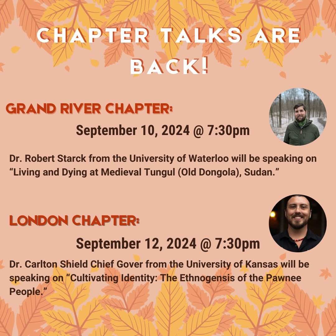Chapter talks are back! This week, the Grand River Chapter and London Chapter will be hosting  presentations by guest speakers via Zoom. Follow the links for more:

Grand River Chapter: buff.ly/3Zbyc0V 

London Chapter:  buff.ly/4cVdSE9
