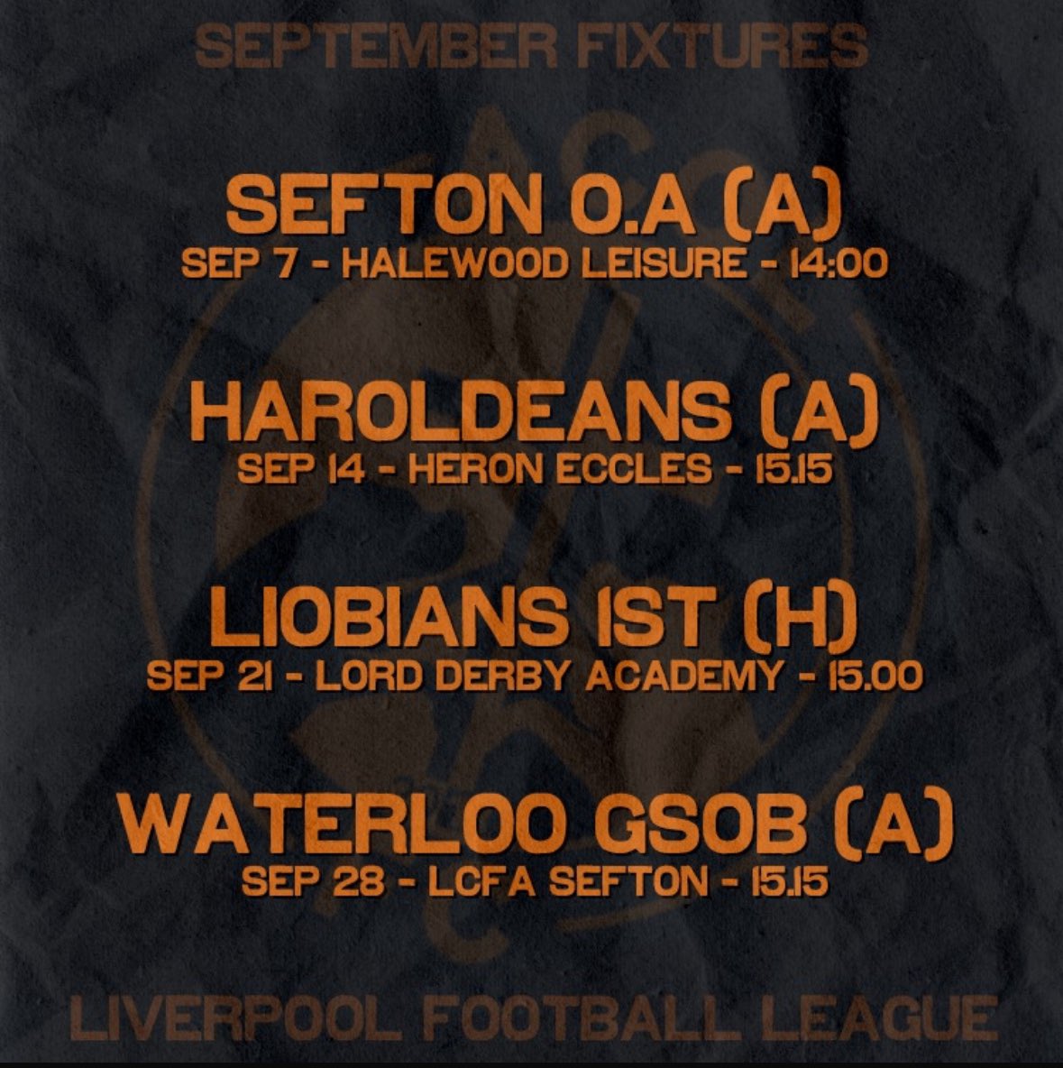 🟠⚫️ September Fixtures ⚫️🟠