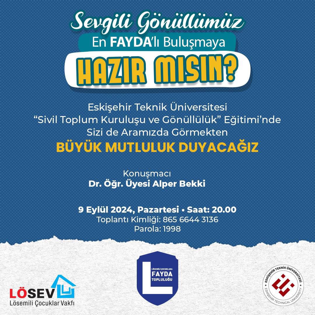 Faydalı Gönüllülerimiz merhaba,

Fikrim olsun, fikir de geliştireyim diyenlerimiz için harika bir fırsat! ✨
Hepinizi bekliyor, keyifli ve faydalı bir gün diliyoruz. 
🗓️ 9 Eylül 2024
⏰ 20.00
🔗 Toplantı Kimliği: 865 6644 3136
🔑 Parola: 1998