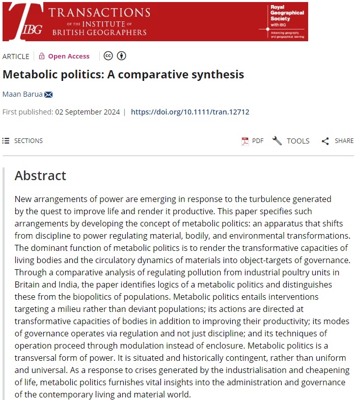 RGS-IBG Higher Ed (@rgs_ibghe) on Twitter photo 📢New paper published in #TIBG by <a href="/maanbarua/">maanbarua.bsky.soc</a> (<a href="/CamUniGeography/">Cambridge Geography</a>) 📢
'Metabolic politics: A comparative synthesis'. #OpenAccess
doi.org/10.1111/tran.1… 📢New paper published in #TIBG by <a href="/maanbarua/">maanbarua.bsky.soc</a> (<a href="/CamUniGeography/">Cambridge Geography</a>) 📢
'Metabolic politics: A comparative synthesis'. #OpenAccess
doi.org/10.1111/tran.1…