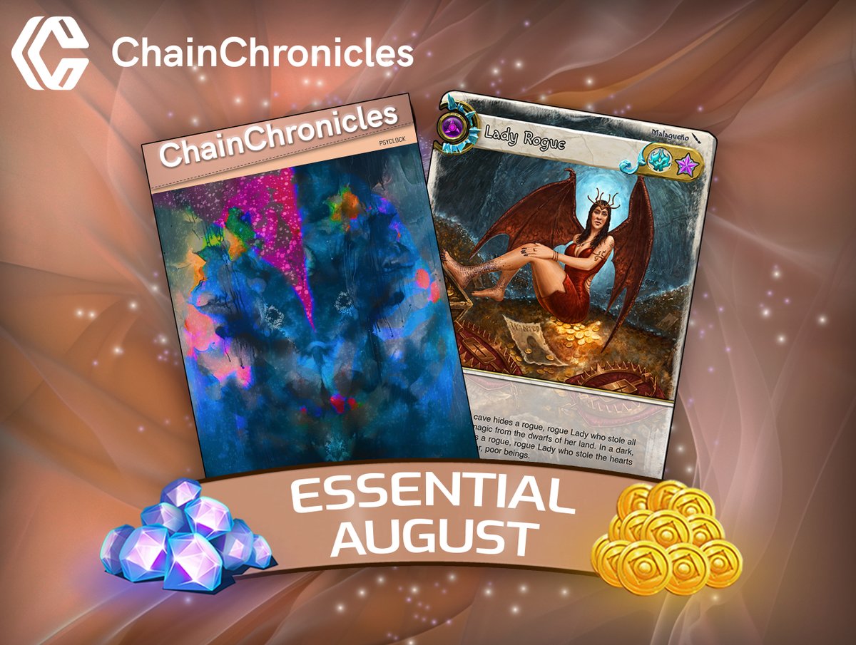 Essential PACK: August Reveal! 👀

🃏 1 x Exclusive Artwork «Psyclock»
🃏 1 x New <a href="/SpellsofGenesis/">Spells of Genesis</a> Card «SOGCQUEEN»
🃏 1 SoG Random Legendary Card

💎 200 BCYM (XCP)
💠 300 In-Game Gems
💰 10 000 In-Game Gold

Join us: chainchronicles.io 🚀