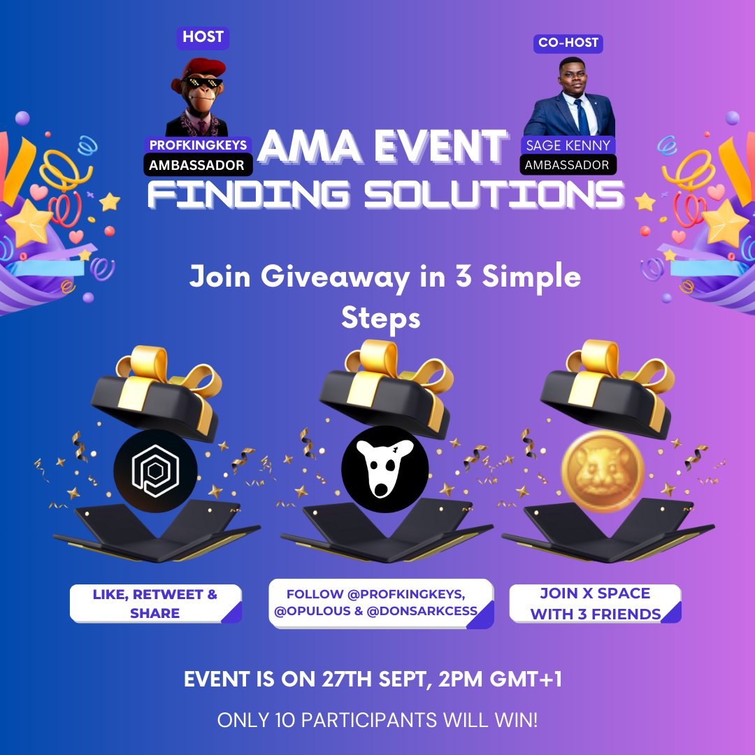 🚨 𝗕𝗜𝗚 𝗫 𝗦𝗣𝗔𝗖𝗘 𝗔𝗠𝗔 𝗖𝗢𝗠𝗜𝗡𝗚 𝗦𝗢𝗢𝗡🚨

We'll be diving deep into 𝗦𝗼𝗹𝘂𝘁𝗶𝗼𝗻𝘀 𝗼𝗻 𝗕𝘂𝗶𝗹𝗱𝗶𝗻𝗴 𝗨𝗽 𝗖𝗿𝘆𝗽𝘁𝗼 𝗣𝗿𝗼𝗷𝗲𝗰𝘁𝘀 and I've got some incredible 𝘀𝘂𝗿𝗽𝗿𝗶𝘀𝗲𝘀 for those who join!🎁

Here's how 𝗬𝗢𝗨 can participate and win