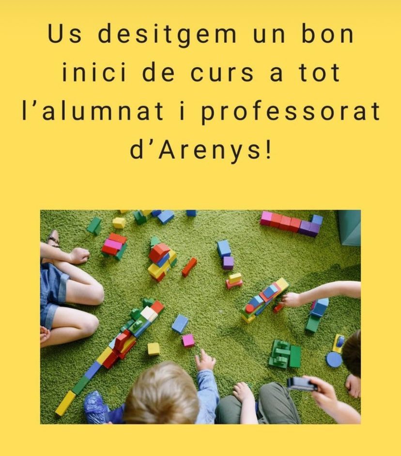 Un bon inici de curs a tot l’alumnat i els equip de mestres i professorat dels centres educatius d’Arenys de Mar. 
Som al vostre costat per tot el que pugueu necessitar. #arenysdemar