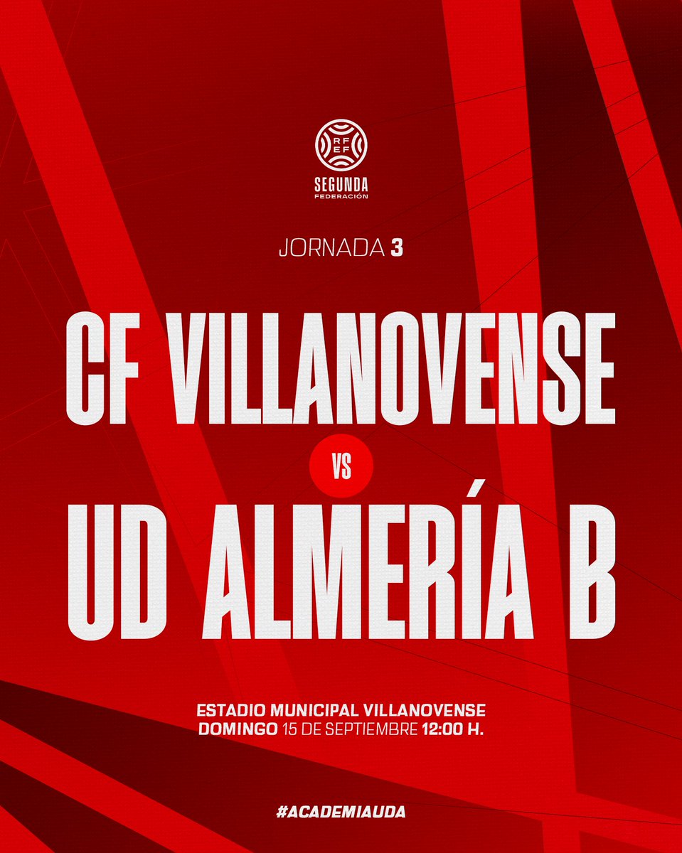 AcademiaUDA's tweet image. ¡Vamos a por más! ⚔️

🆚 @cfvillanovense.
⌚️ 12:00 h.
📍 Estadio Municipal Villanovense.

#AcademiaUDA 🦁🔴⚪️
