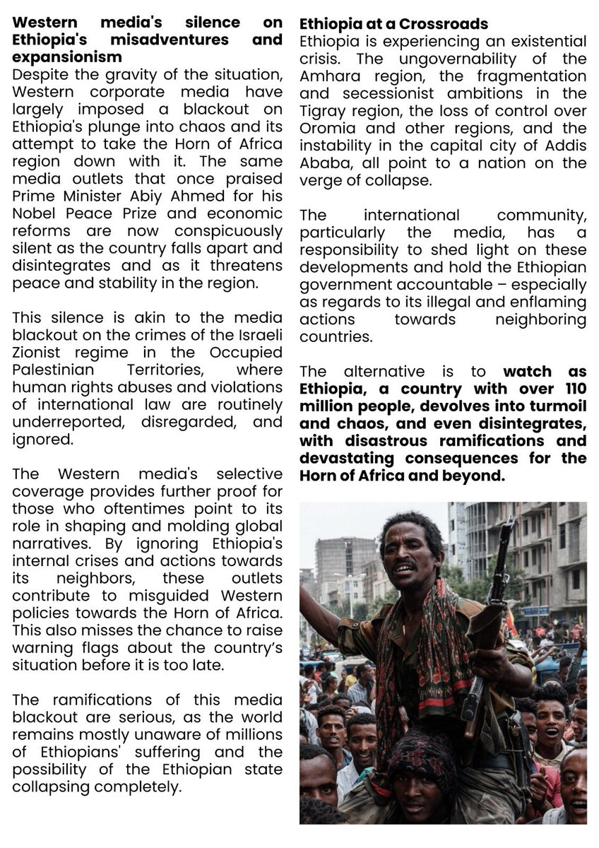 AfroAsia Institute for Strategic Studies (@afroasiainst) on Twitter photo “The world is now slowly being introduced to the bitter but well-camouflaged reality that is Ethiopia. The country is experiencing unparalleled internal instability and turmoil.”
Read & Share <a href="/AfroAsiaInst/">AfroAsia Institute for Strategic Studies</a>'s #TheOtherNarrative newsletter
afroasiainstitute.org/wp-content/upl… “The world is now slowly being introduced to the bitter but well-camouflaged reality that is Ethiopia. The country is experiencing unparalleled internal instability and turmoil.”
Read & Share <a href="/AfroAsiaInst/">AfroAsia Institute for Strategic Studies</a>'s #TheOtherNarrative newsletter
afroasiainstitute.org/wp-content/upl…