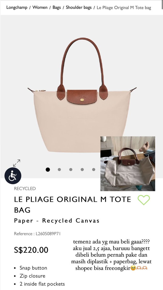 markeudya's tweet photo. @drowshy kak inii aku jualll masih baru bangett ada receiptnya, masih dibungkus + paperbag jugaa, ori beli di singapore, belum dipake sama sekali https://t.co/0uxPg5iHjA