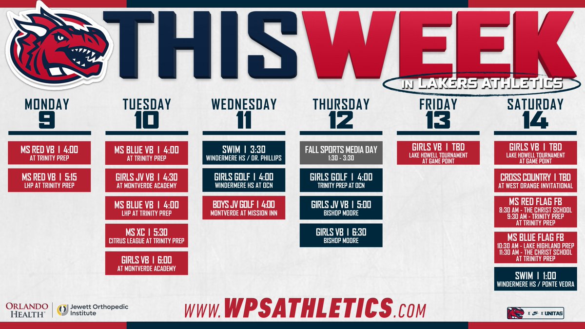 🗓️ | THIS WEEK IN LAKERS ATHLETICS

Get out this week and catch your Lakers in action at the pool with two swim meets and on the courts with a home volleyball match!

#PlayLikeALaker #UNITAS