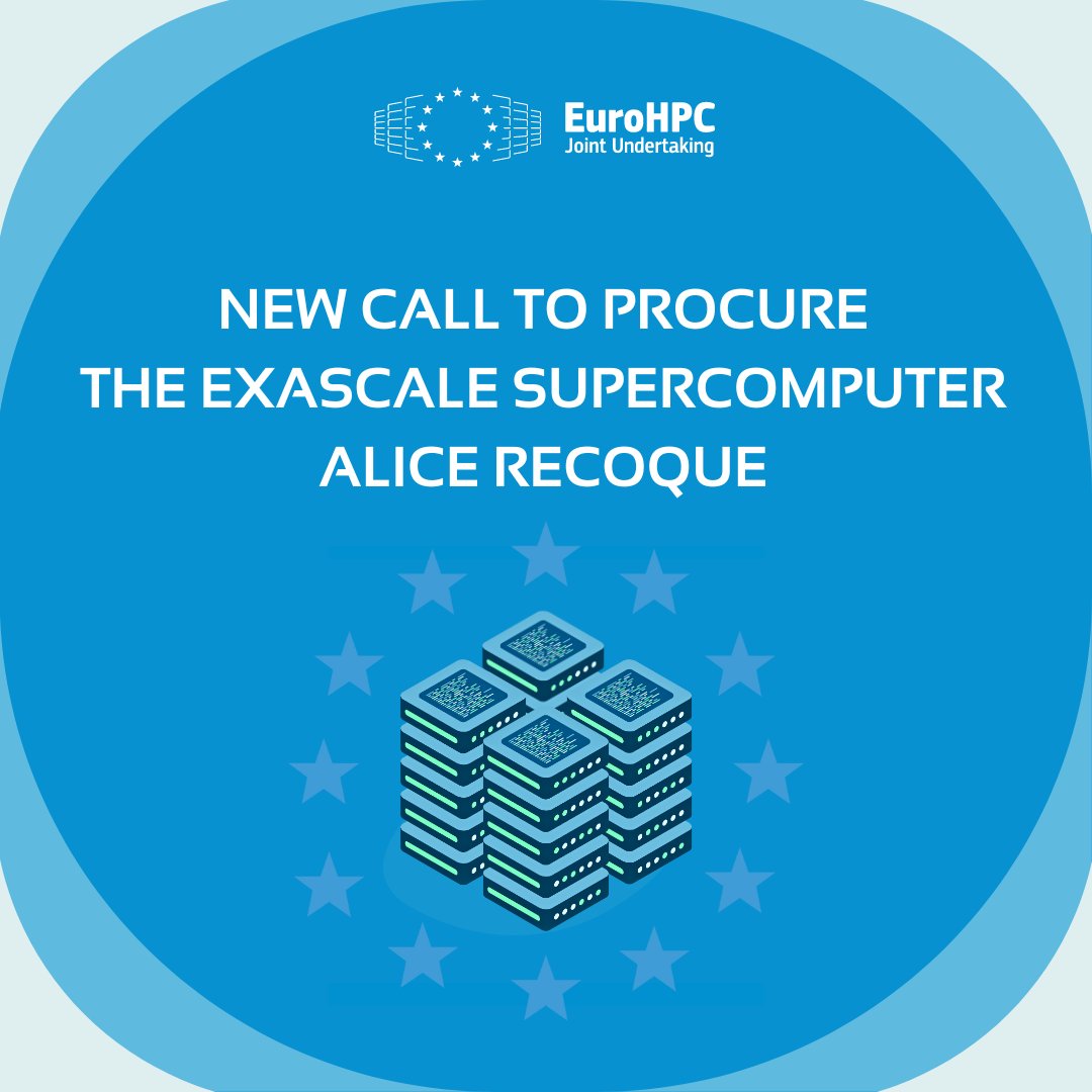 EuroHPC Joint Undertaking (@eurohpc_ju) on Twitter photo 📣 New Procurement Call!
<a href="/EuroHPC_JU/">EuroHPC Joint Undertaking</a> has launched the procurement for #AliceRecoque!
Capable of producing over 1 billion billion calculations per second, this machine will significantly add to Europe’s computing power⚡️
🗓️ Deadline: 30/10/2024
eurohpc-ju.europa.eu/new-call-procu… 📣 New Procurement Call!
<a href="/EuroHPC_JU/">EuroHPC Joint Undertaking</a> has launched the procurement for #AliceRecoque!
Capable of producing over 1 billion billion calculations per second, this machine will significantly add to Europe’s computing power⚡️
🗓️ Deadline: 30/10/2024
eurohpc-ju.europa.eu/new-call-procu…