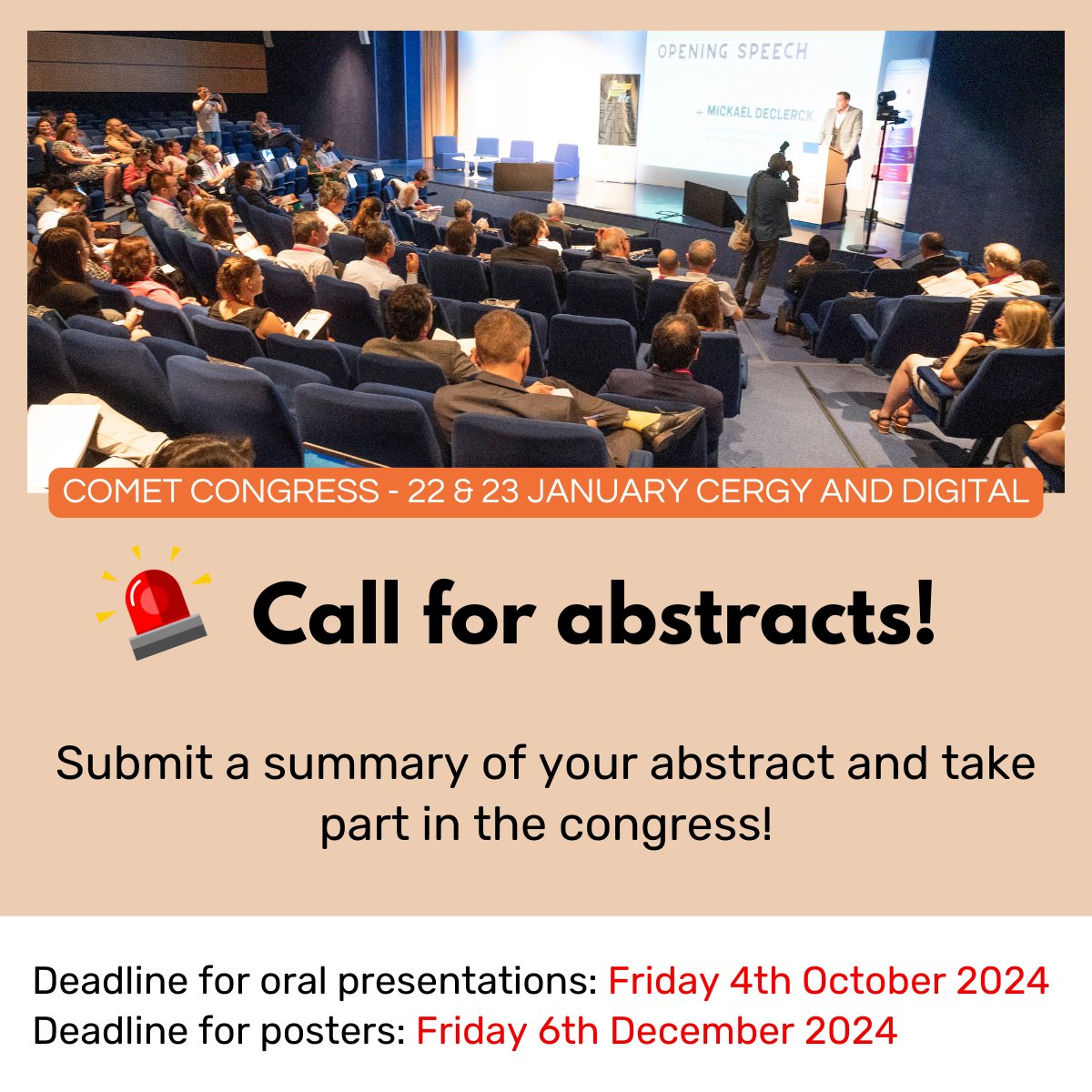 📢🧬[CALL FOR ABSTRACTS - COMET 2025: 1 week left to apply!]

Working on an innovation in tests and measurements for cosmetics? Join over 200 researchers and manufacturers to share your work at the COMET congress!

More information about the event: lnkd.in/ehXa4-zP