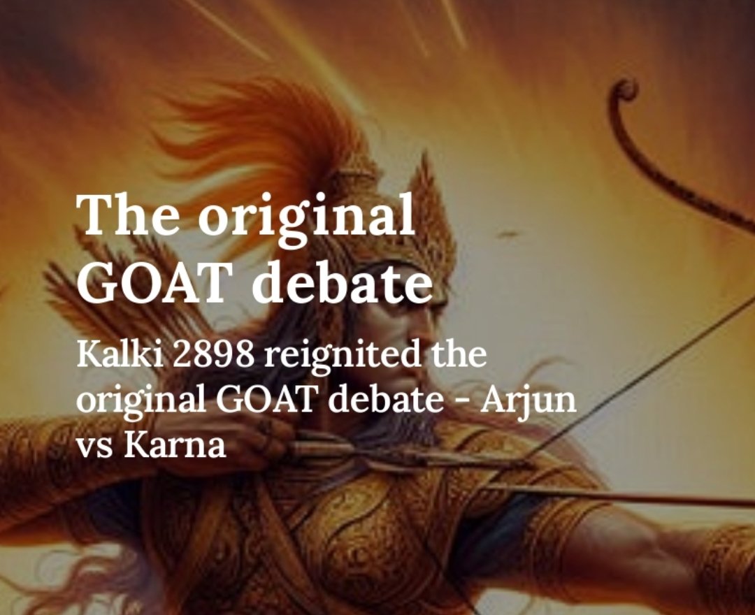 MaangoManIndia's tweet photo. Kalki 2898 reignited the original GOAT debate, much before the term GOAT was invented.. Karna vs Arjun.. I would add Bheeshma Pitamah to the list as well..
Who do you think was the goat?
@htTweets @ShekharGupta @ndtv @timesofindia @timesnow @CourtUnquote
 https://t.co/TU5vj9F78W https://t.co/TzptMonGZo