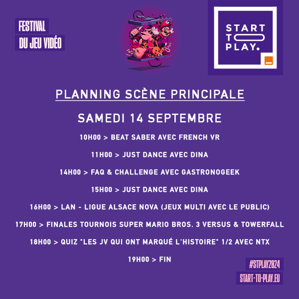Festival_STP's tweet photo. [Programmation 2024] Découvrez le programme et les horaires des animations de notre scène principale avec @TheFairyDina / @Gastronogeek / @NTXLive / ICONIC /@french_vr 🎮 #STPLAY2024 https://t.co/frw2PYwidL