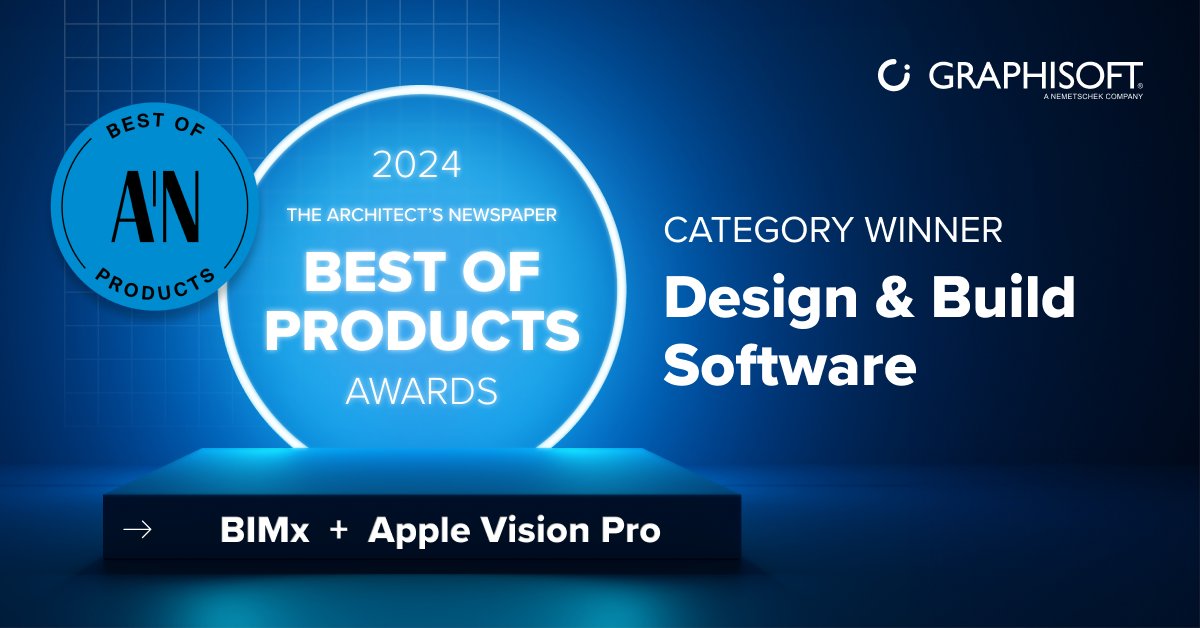 BIMx with Apple Vision Pro is now a Best of Products 2024 winner from The Architect's Newspaper. Developed by Graphisoft, BIMx connects the design studio with the construction site, enabling seamless collaboration. #BIMx #AppleVisionPro #Architecture