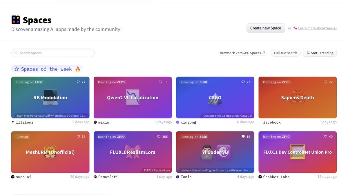 Sylvain Filoni (@fffiloni) on Twitter photo RB-Modulation demo is number one Space of the Week <a href="/huggingface/">Hugging Face</a> 👏
Thanks to <a href="/litu_rout_/">Litu Rout</a> <a href="/natanielruizg/">Nataniel Ruiz</a> <a href="/linoy_tsaban/">Linoy Tsaban🎗️</a> and <a href="/multimodalart/">apolinario 🌐</a> for their trust on this project 🙏
—> Explore this week selection: hf.co/spaces 🤗 RB-Modulation demo is number one Space of the Week <a href="/huggingface/">Hugging Face</a> 👏
Thanks to <a href="/litu_rout_/">Litu Rout</a> <a href="/natanielruizg/">Nataniel Ruiz</a> <a href="/linoy_tsaban/">Linoy Tsaban🎗️</a> and <a href="/multimodalart/">apolinario 🌐</a> for their trust on this project 🙏
—> Explore this week selection: hf.co/spaces 🤗
