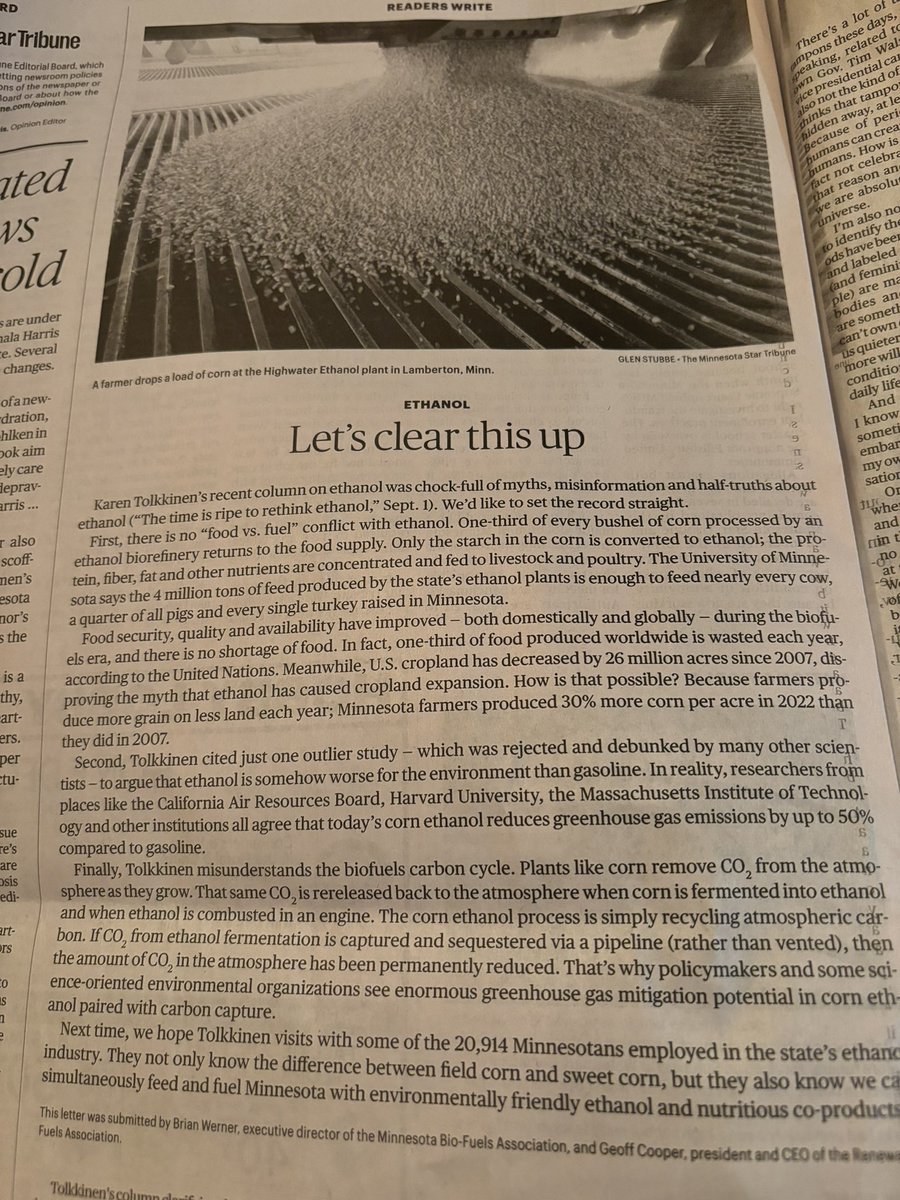 A response from <a href="/MNBiofuels/">Minnesota Bio-Fuels</a> and <a href="/EthanolRFA/">Renewable Fuels Association</a> to an uninformed op-ed re: ethanol in the <a href="/StarTribune/">The Minnesota Star Tribune</a>.