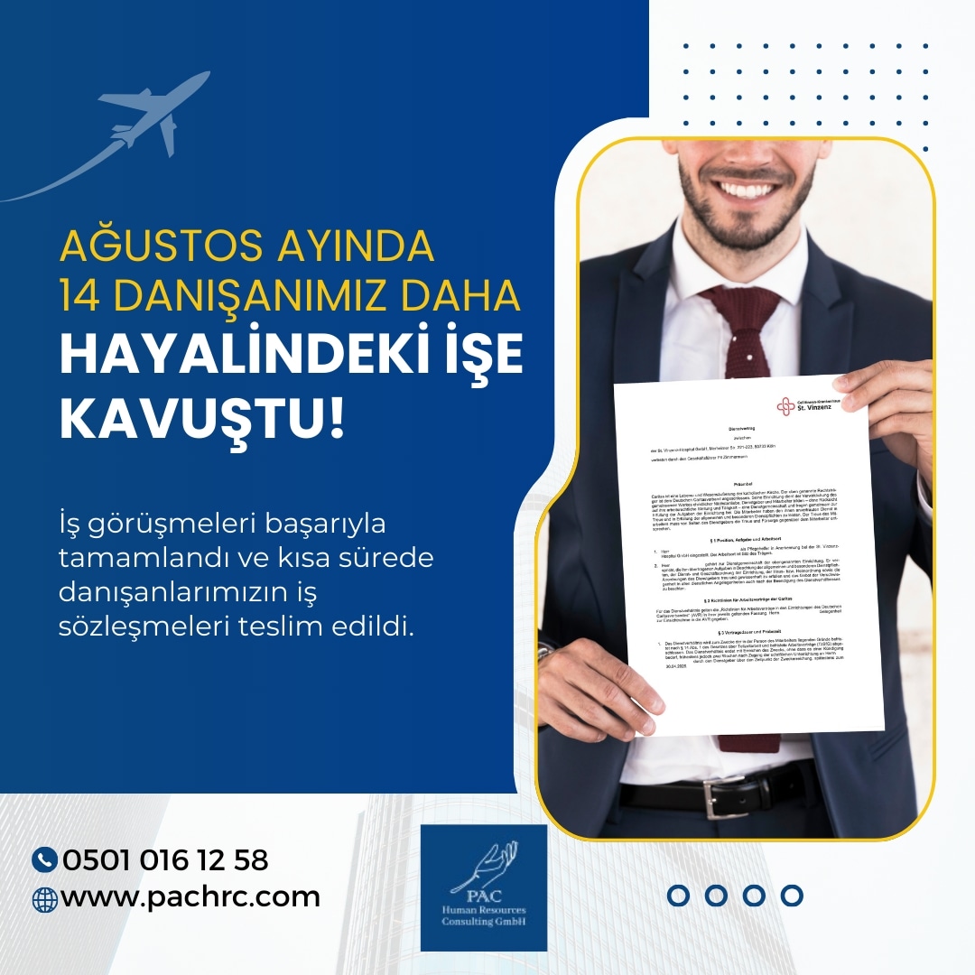 pachrc_official's tweet photo. Ağustos ay��nda 14 danışanımız daha hayalindeki işe kavuştu!

İş görüşmeleri başarıyla tamamlandı ve kısa sürede danışanlarımızın iş sözleşmeleri teslim edildi.

#almanyahemşire #almanya #almanyadaçalışmak #almanyaişçialımı #almanyadayaşam #almanyakariyer #hemsire  #isfırsatı https://t.co/OPh8Ftij2g