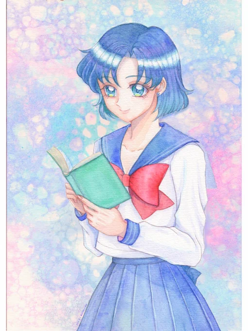 亜美ちゃんハピバ# 水野亜美生誕祭2024#セーラーマーキュリー生誕祭2024#SailorMoon # 透明水彩 
